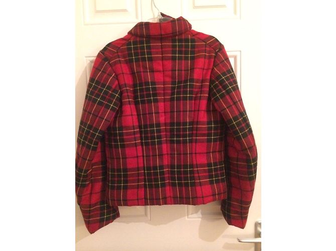 Comme Des Garcons Wool tartan biker jacket Red - view 2