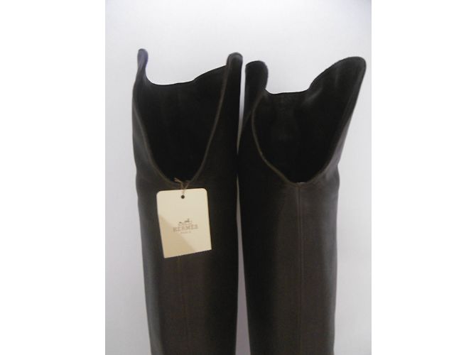 Hermès Bottes Marron foncé - vue 10