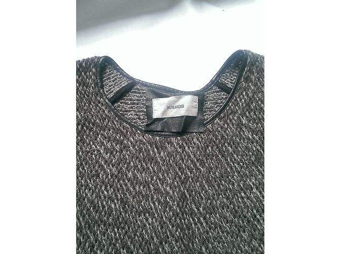 Pull Humanoid Marron Beige Détails Cuir Taille S - vue 4