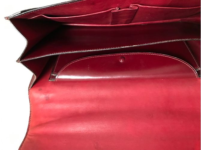 Borsa a mano Hermès Cordeliere in pelle rosso scuro Bordò - vista 5