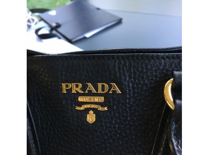 Galleria Borsa Prada in pelle nera granulata Nero - vista 3