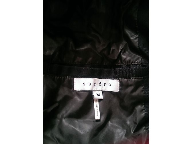 Sandro Parka Coat Blue Wool Polyester - view 6