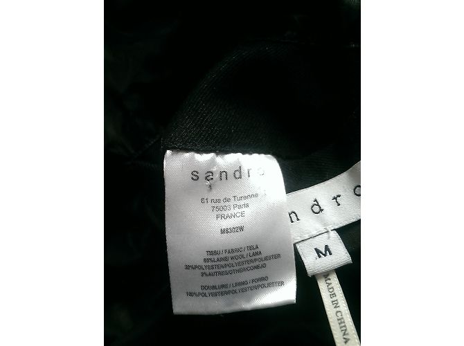 Sandro Parka Coat Blue Wool Polyester - view 9