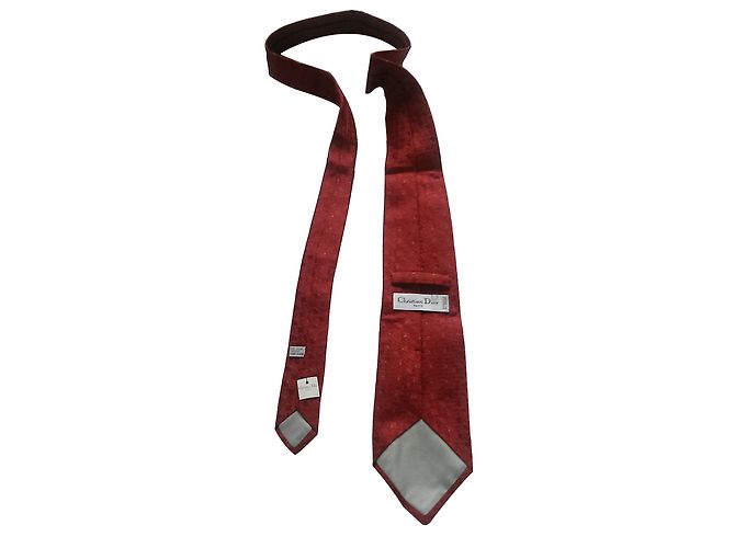 Cravatta Christian Dior Rossa in Seta Rosso - vista 2