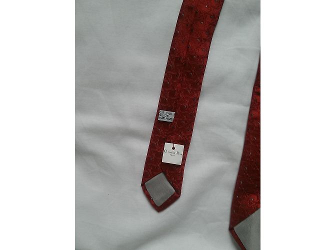 Cravatta Christian Dior Rossa in Seta Rosso - vista 4