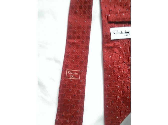 Cravatta Christian Dior Rossa in Seta Rosso - vista 5