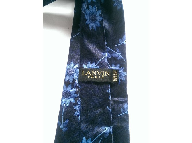 Cravatta Lanvin in seta blu stampata - vista 3