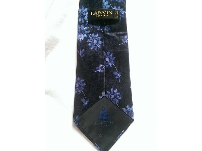 Cravatta Lanvin in seta blu stampata - vista 4