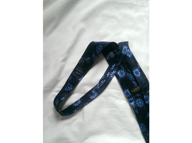 Cravatta Lanvin in seta blu stampata - vista 5
