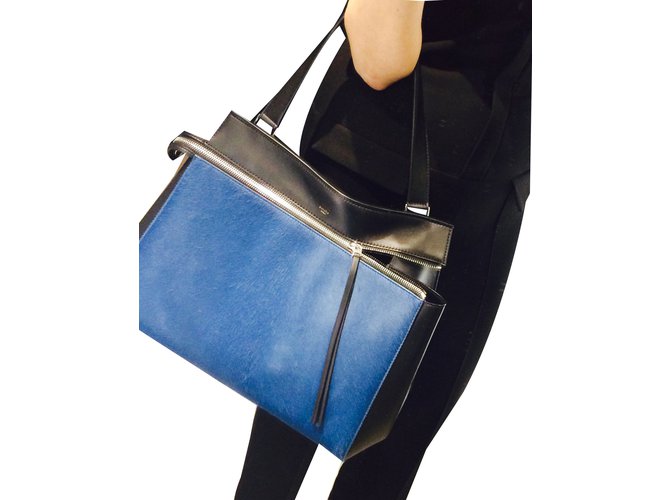 Borsa Céline Edge in pelle nera e blu Nero - vista 2