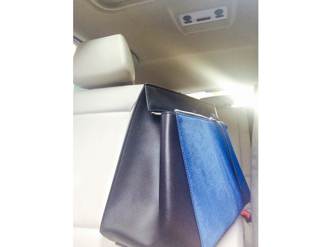 Borsa Céline Edge in pelle nera e blu Nero - vista 3