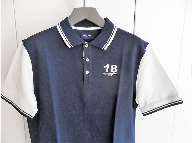 Hackett London Polo da uomo blu scuro e bianca Hackett nuova di zecca Bianco - vista 3
