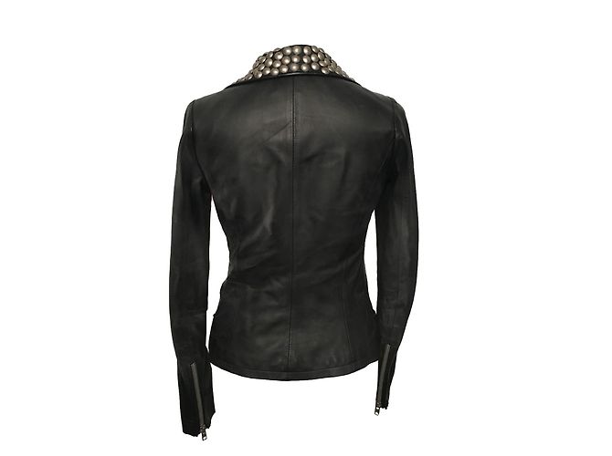 Autre Marque Zen Biker Jacket Black Leather with Silver Studs - view 2