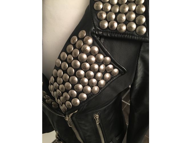 Autre Marque Zen Biker Jacket Black Leather with Silver Studs - view 6