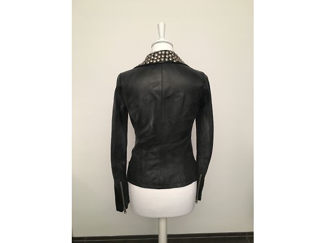 Autre Marque Zen Biker Jacket Black Leather with Silver Studs - view 7