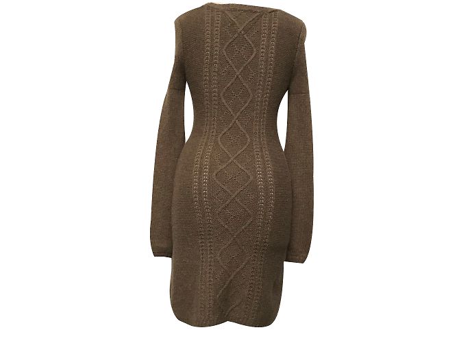 Tommy Hilfiger Kleid Taupe Seide Wolle Viskose S - Ansicht 2