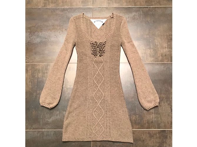 Tommy Hilfiger Kleid Taupe Seide Wolle Viskose S - Ansicht 4