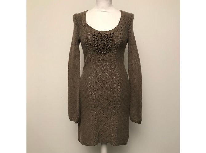Tommy Hilfiger Kleid Taupe Seide Wolle Viskose S - Ansicht 7