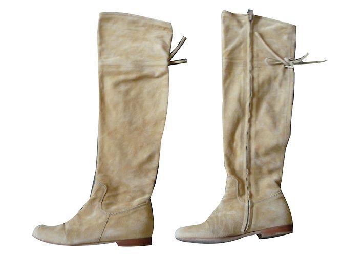 Autre Marque Botas altas de ante beige dorado TURZI - vista 2