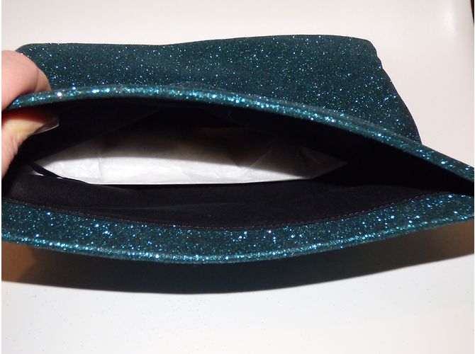 Tara Jarmon Green Glitter Clutch Bag - view 10
