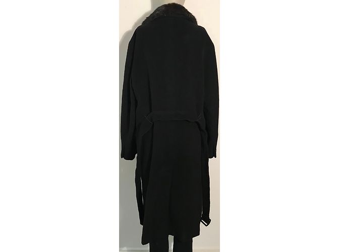 Abrigo Marella negro de lana cachemira con cuello de visón - vista 11