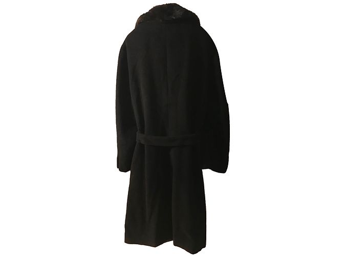 Abrigo Marella negro de lana cachemira con cuello de visón - vista 2
