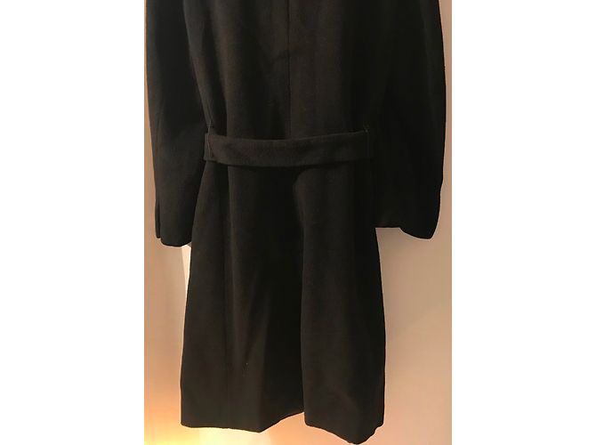 Abrigo Marella negro de lana cachemira con cuello de visón - vista 9