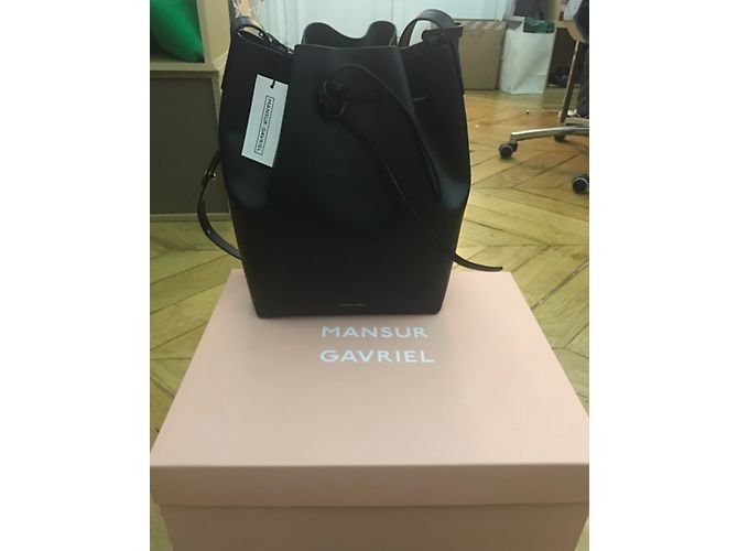 Mansur Gavriel Borsa a Secchiello in Pelle Nera Nero - vista 2