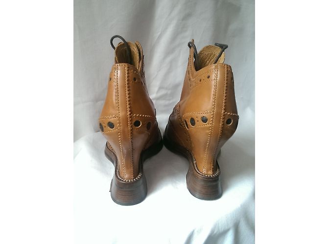 Botines de cuña Acne en cuero marrón camel Castaño - vista 4