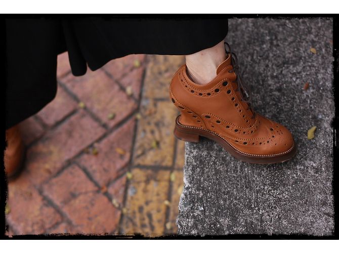 Botines de cuña Acne en cuero marrón camel Castaño - vista 9