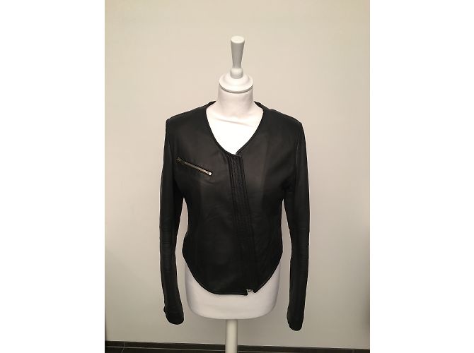 Flavio Castellani Bikerjacke aus Leder Schwarz - Ansicht 3