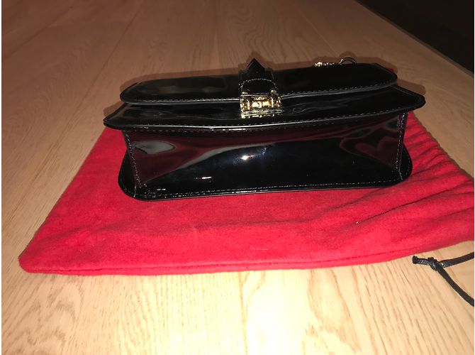Borsa a tracolla Valentino in vernice nera con catena Nero - vista 5