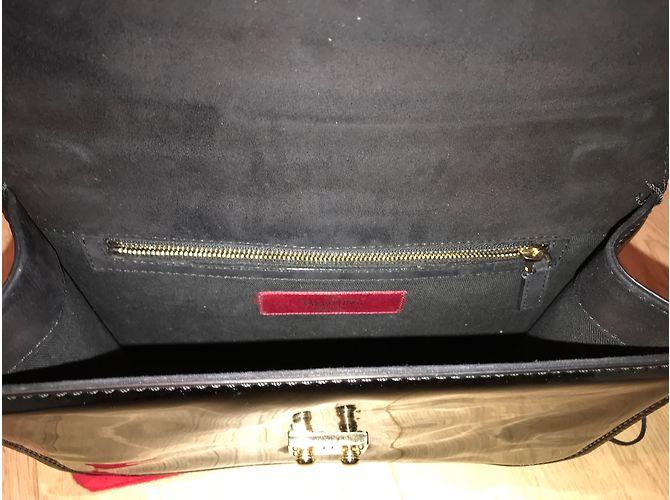 Borsa a tracolla Valentino in vernice nera con catena Nero - vista 6