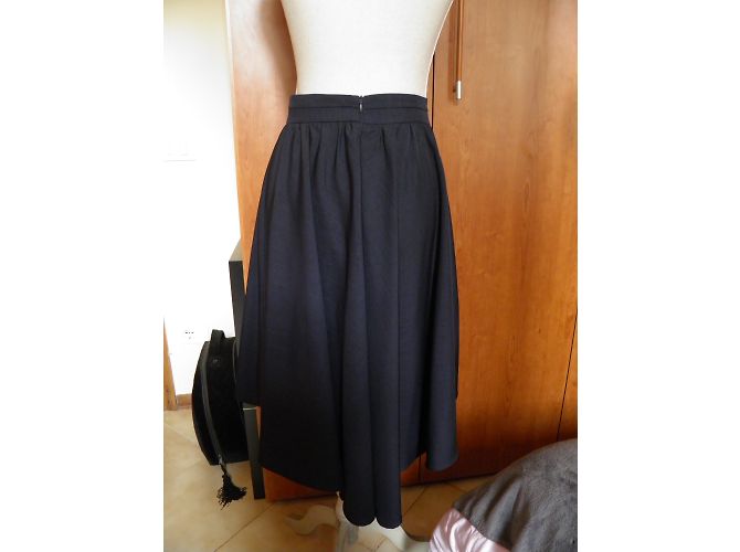 Falda Zara Azul Marino Asimétrica de Talle Alto S - vista 9