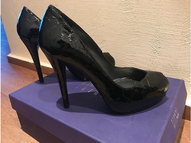 Décolleté Stuart Weitzman in vernice nera stampa cocco 38 Nero - vista 4