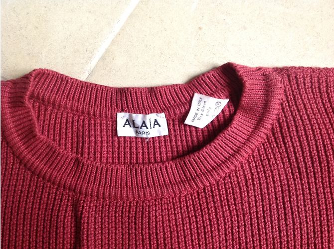 Pull Alaïa en coton rose framboise - vue 3