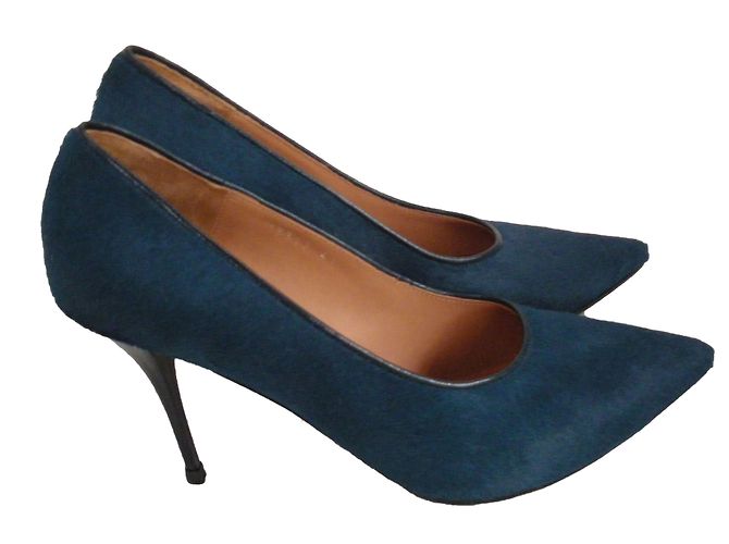 Décolleté Dries Van Noten Blu in Pelle Simile Puledro 41 - vista 2