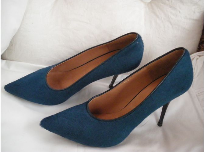 Décolleté Dries Van Noten Blu in Pelle Simile Puledro 41 - vista 3