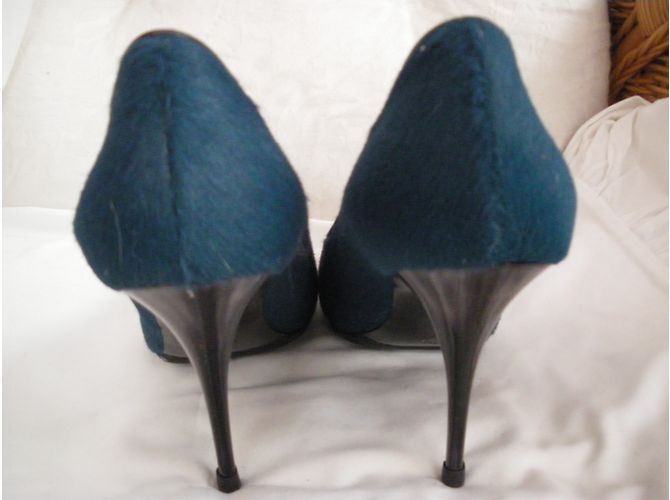 Décolleté Dries Van Noten Blu in Pelle Simile Puledro 41 - vista 4