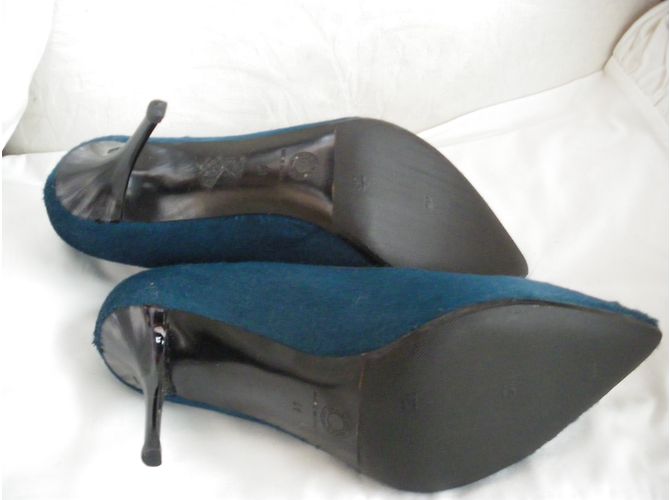 Décolleté Dries Van Noten Blu in Pelle Simile Puledro 41 - vista 5