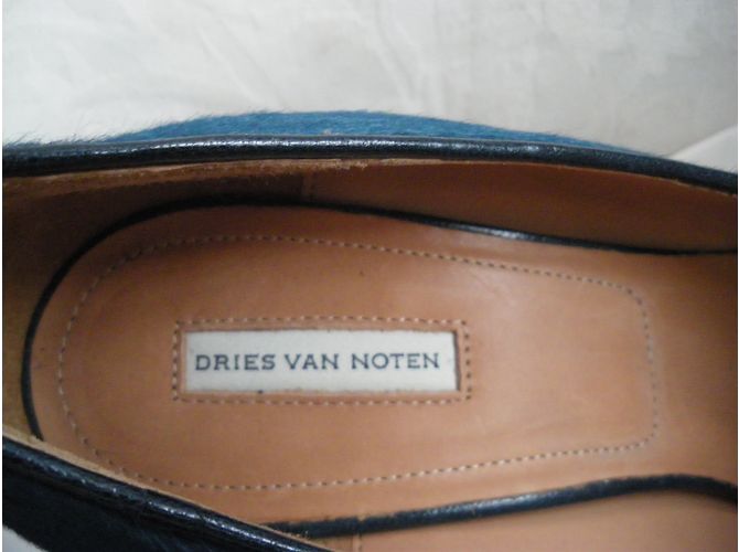 Décolleté Dries Van Noten Blu in Pelle Simile Puledro 41 - vista 6