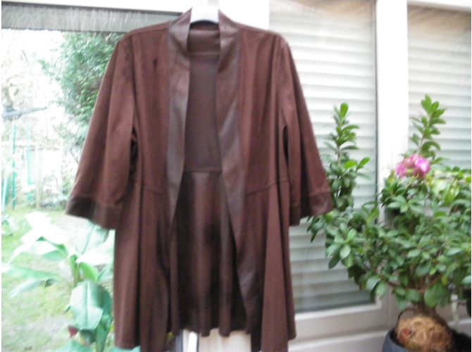Autre Marque Chaqueta reversible de algodón estilo gamuza marrón oscuro - vista 2