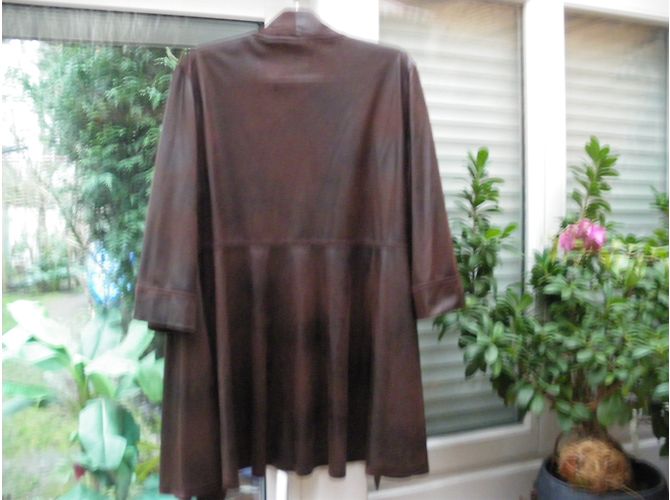 Autre Marque Chaqueta reversible de algodón estilo gamuza marrón oscuro - vista 3