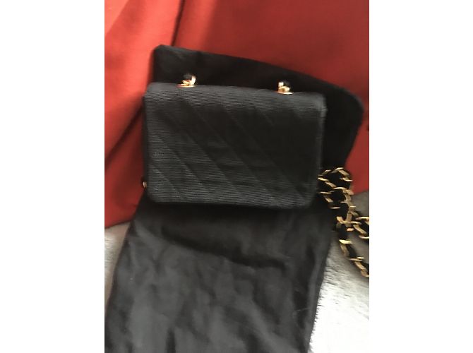 Clutch Chanel Mini Timeless in seta nera Nero - vista 12