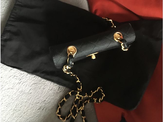 Clutch Chanel Mini Timeless in seta nera Nero - vista 13