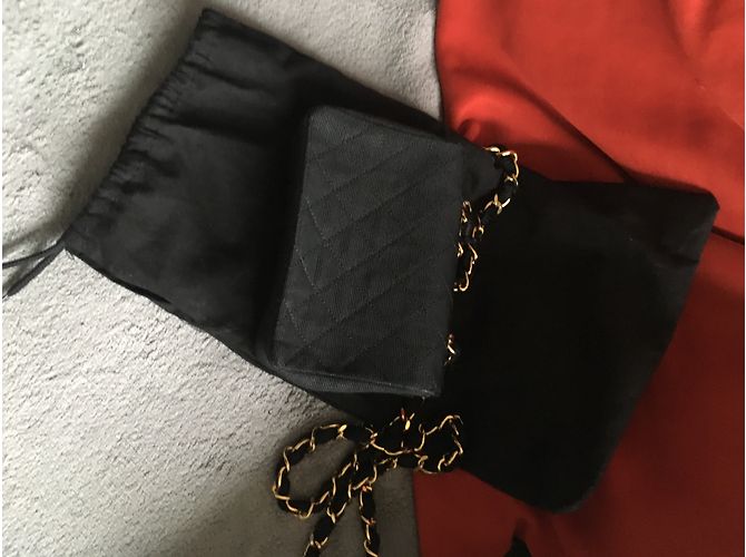 Clutch Chanel Mini Timeless in seta nera Nero - vista 14