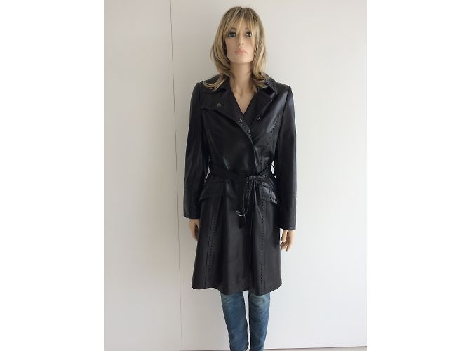 Sylvie Schimmel Trench de piel napa negra Negro - vista 13