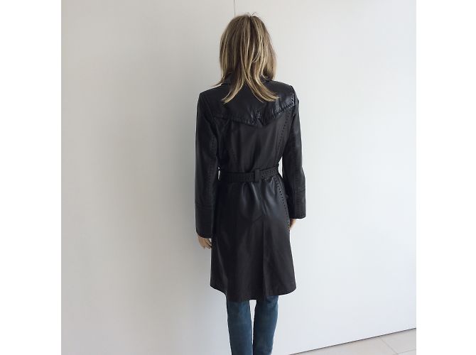 Sylvie Schimmel Trench de piel napa negra Negro - vista 14