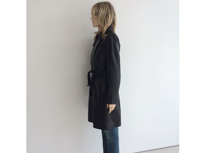 Sylvie Schimmel Trench de piel napa negra Negro - vista 15