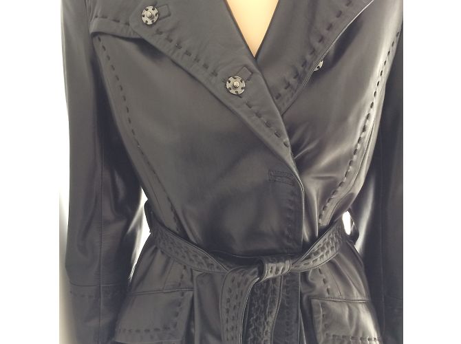 Sylvie Schimmel Trench de piel napa negra Negro - vista 16